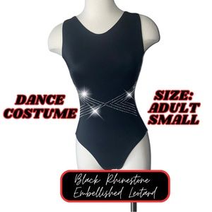 Black rhinestone dance leotard